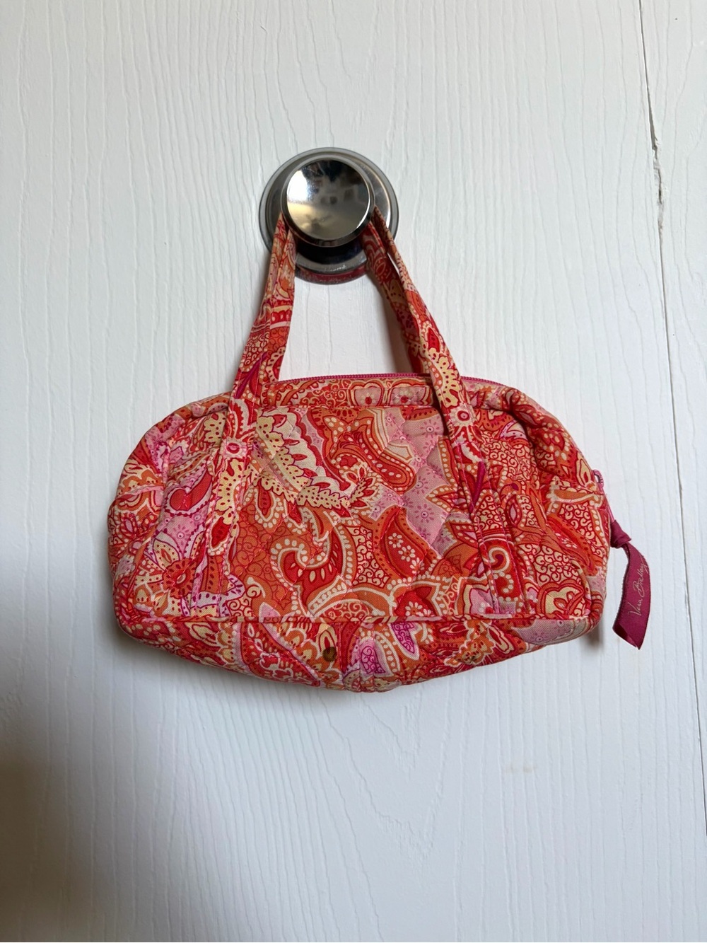 Vera Bradley Red-Pink Paisley Quilted Cotton Mini Tote - Picture 3 of 4